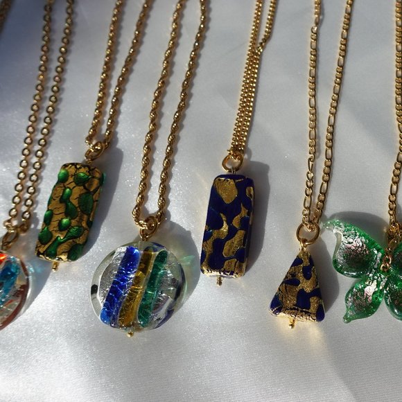 Candy round pendant Japanese Lamp work pendant with gold rope chain necklace - Picture 4 of 4